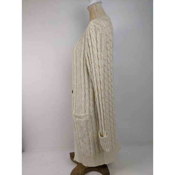Anthropologie One Girl Who Wisdom Long Knit Cardigan Sweater One Size Cream - Picture 4 of 13